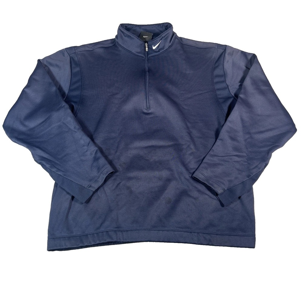 Nike Golf Mens Medium Therma Quarter Zip Pullover Navy Blue Mock Neck